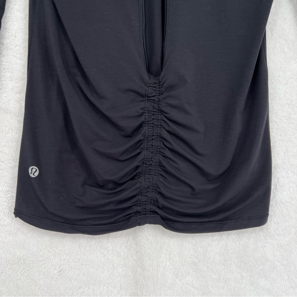Lululemon Deep Stretch Long Sleeve Cinch MicroModal top Black Women Med 6/8 - Picture 3 of 11